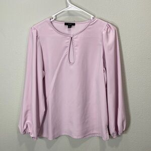 J crew Puff-sleeve satin-back crepe top lavender‎